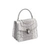 BVLGARI SERPENTI FOREVER White Agate Snake Leather Handbag