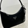 PRADA Re-Edition 2005 Classic Silver Buckle Triangle Logo Hobo Underarm Bag