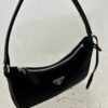 PRADA Re-Edition 2005 Classic Silver Buckle Triangle Logo Hobo Underarm Bag