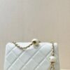 CHANEL 24S Pearl Ball Square Fat Shoulder Bag White