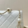 CHANEL 24S Pearl Ball Square Fat Shoulder Bag White